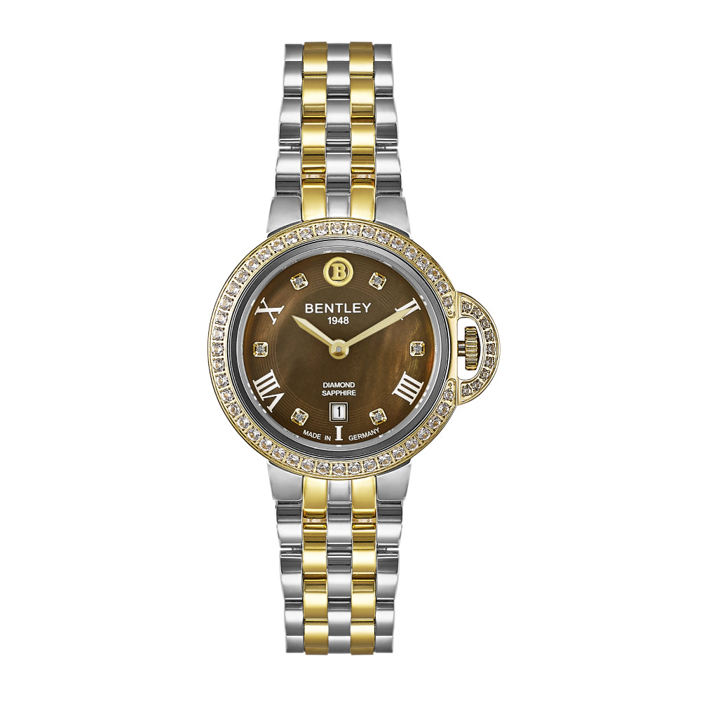 Bentley Women's Quartz Watch with Brown Pearl Dial - BEN-0153(6/D0.03CT)