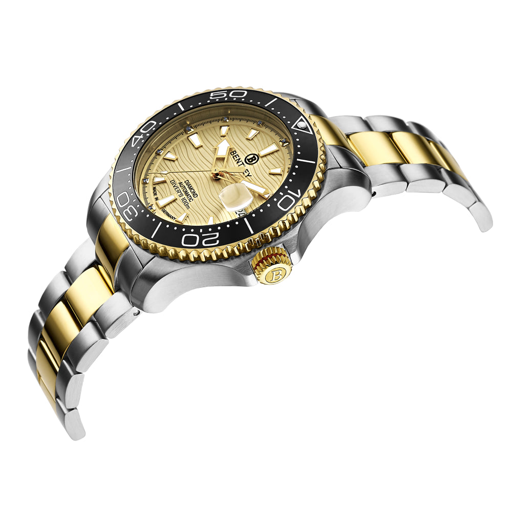 Bentley Men's Automatic Watch with Gold Dial - BEN-0172(12/D0.06CT)
