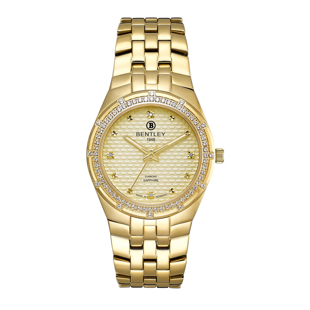 Bentley Women's Quartz Watch with Gold Dial - BEN-0181(4/D0.02CT)