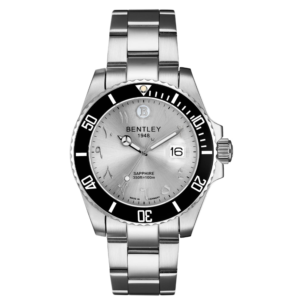 ساعة بنتلي كوارتز للرجال بلون مينا فضي – BEN-0249