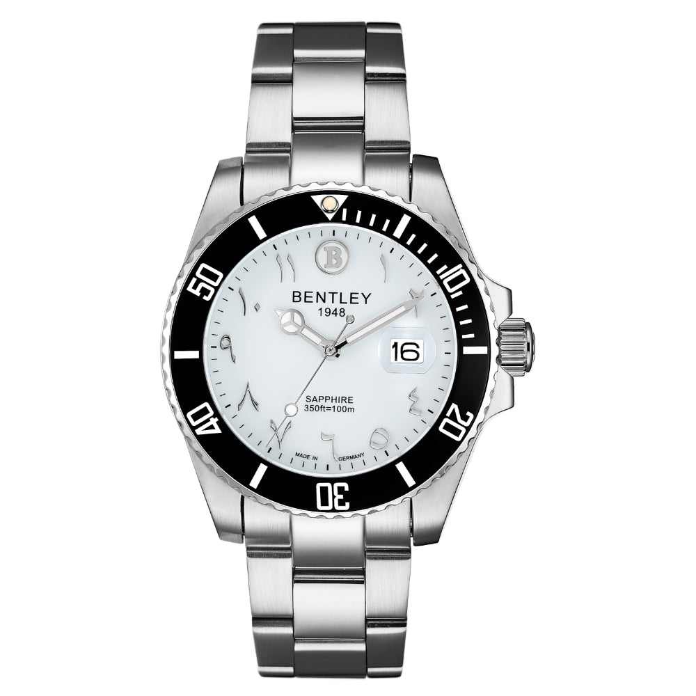 ساعة بنتلي كوارتز للرجال بلون مينا أبيض – BEN-0250