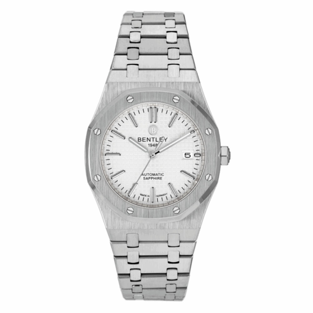 ساعة بنتلي أوتوماتيك للرجال بلون مينا أبيض - BEN-0224