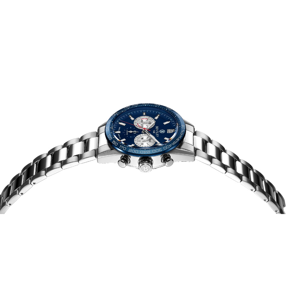 Bentley Men's  watch with quartz movement and blue dial with 6 diamonds - BEN-0292