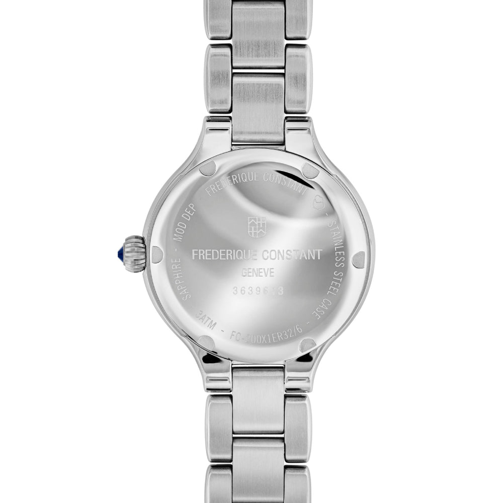 ساعة فريدريك كونستانت النسائية بحركة كوارتز ولون مينا فضي - FC-0014(8/D 0.0144CT)