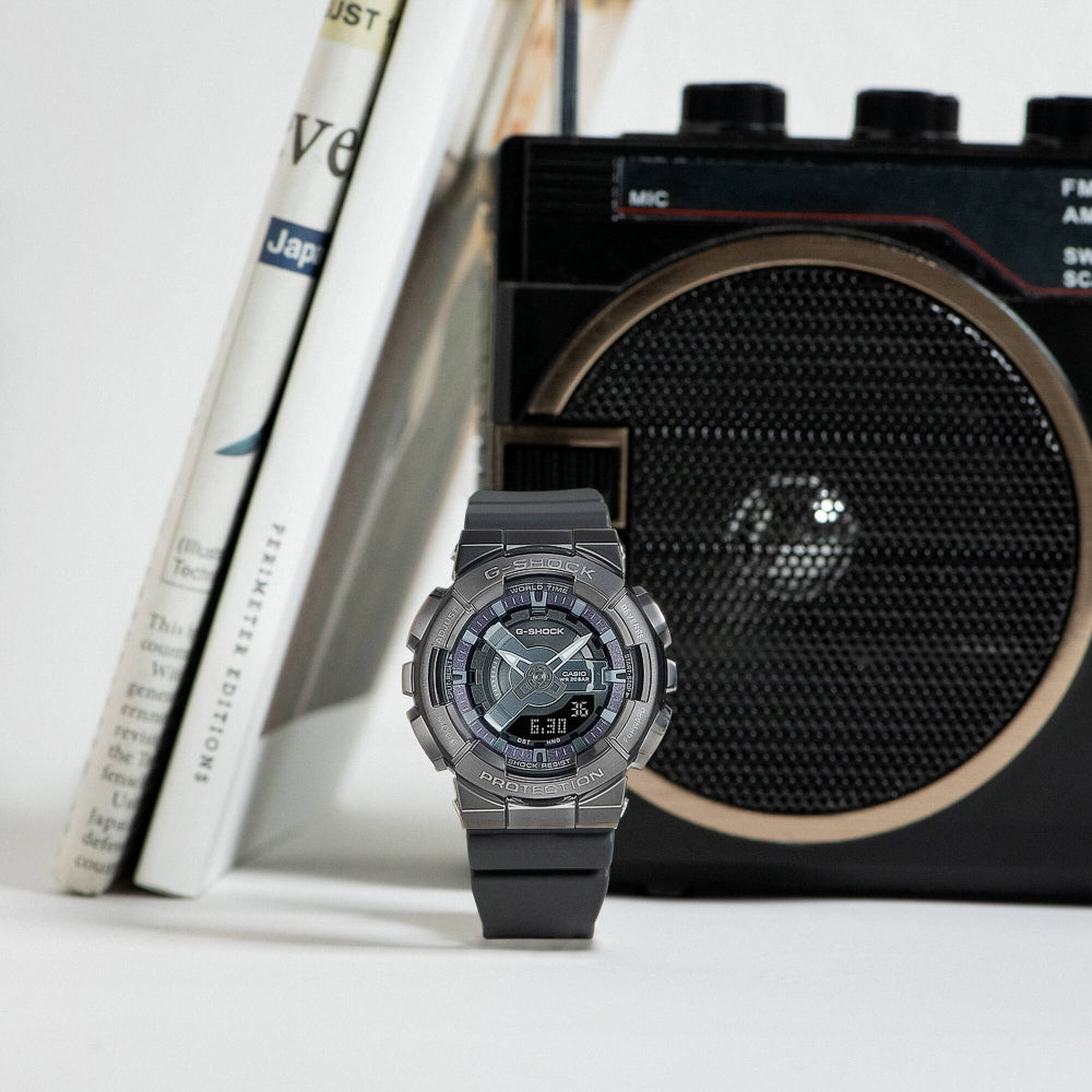ساعة جي شوك النسائية بحركة كوارتز/رقمية ولون مينا رمادي - CA-0535