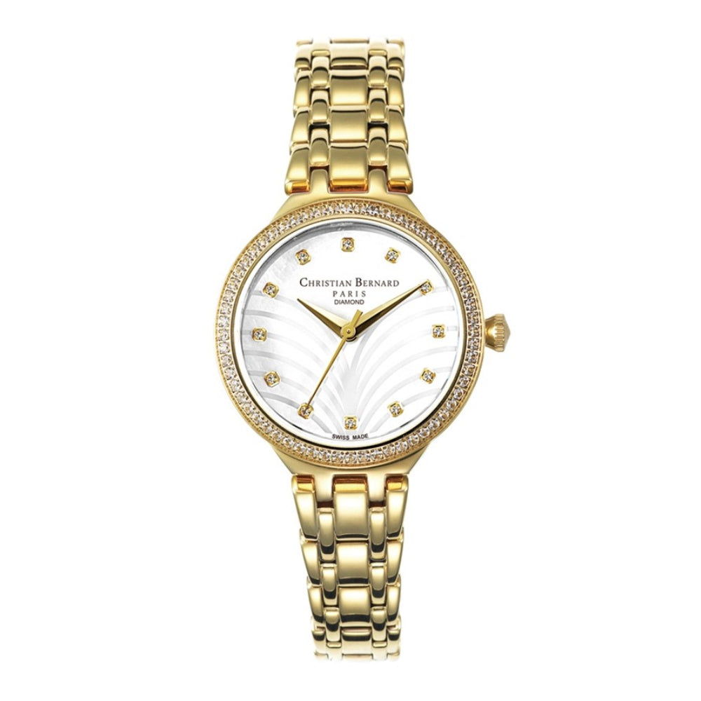 Christian Bernard Women's Quartz Watch with Pearly White Dial - CB-0006(12/D0.06CT)