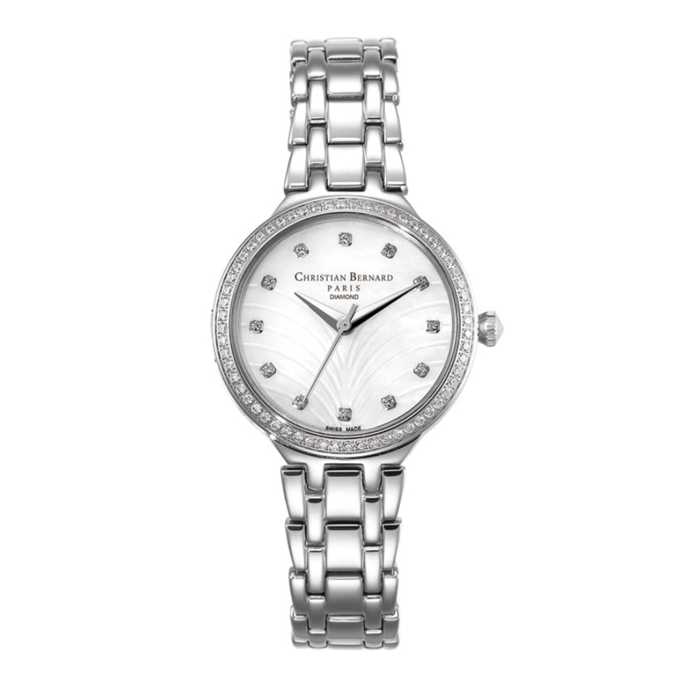 Christian Bernard Women's Quartz Watch with Pearly White Dial - CB-0007(12/D0.06CT)