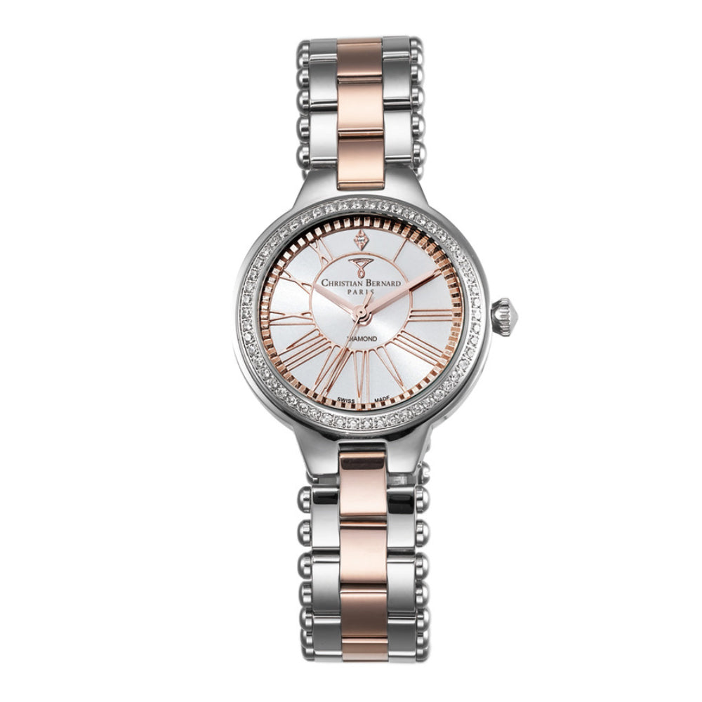Christian Bernard Women's Quartz Watch with Silver Dial - CB-0012(1/D0.01CT)