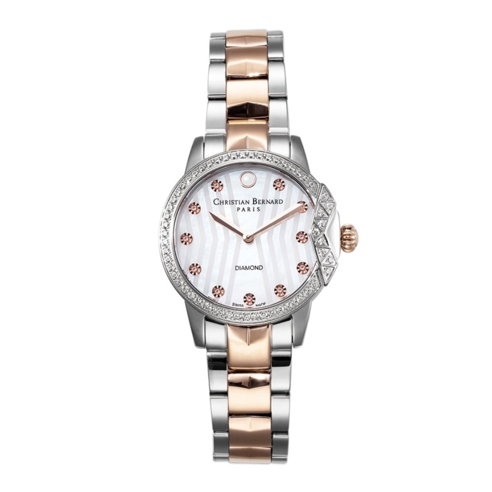 Christian Bernard Women's Quartz Watch with Pearly White Dial - CB-0019(11/D0.05CT)