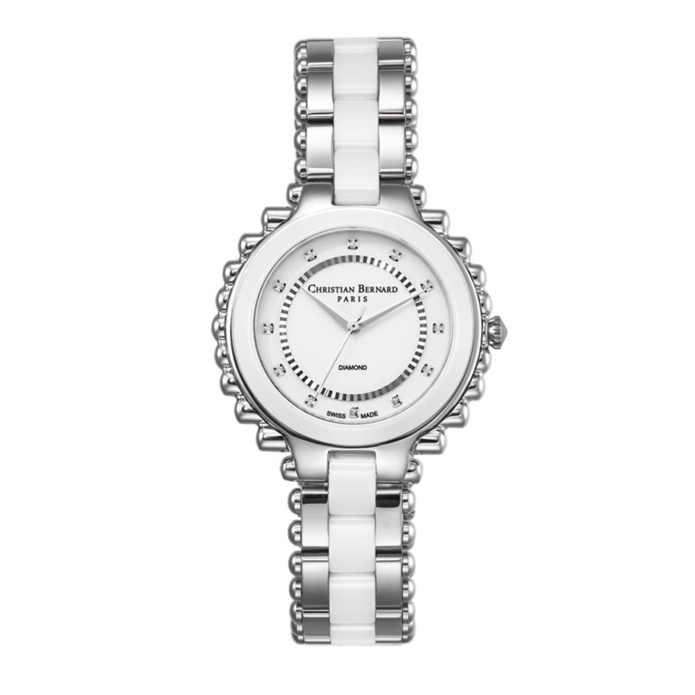 Christian Bernard Women's Quartz Watch, White Dial - CB-0042(8/D 0.02CT)