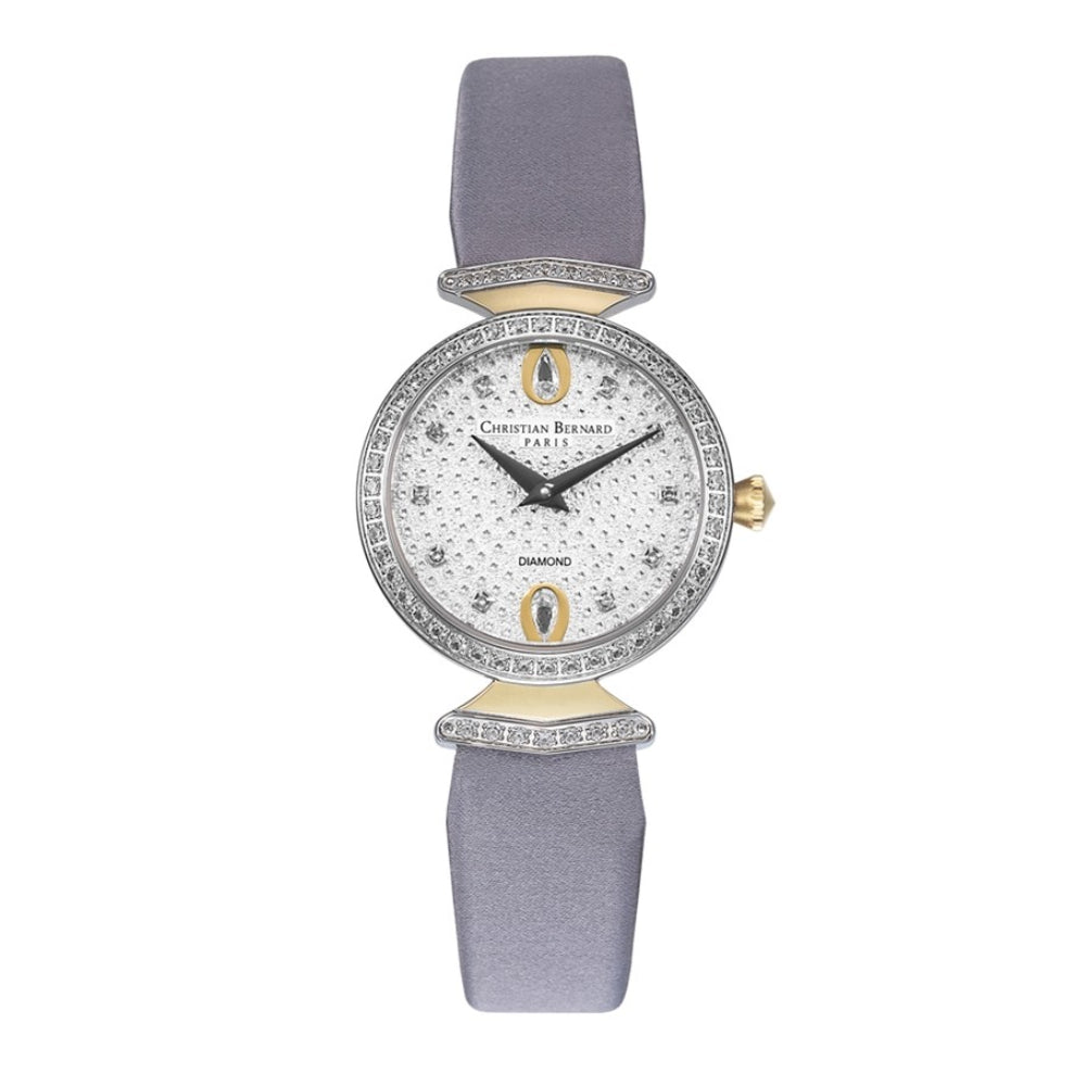 Christian Bernard Women's Quartz Watch with White Embossed Dial - CB-0061 (10/D0.05CT)+4L