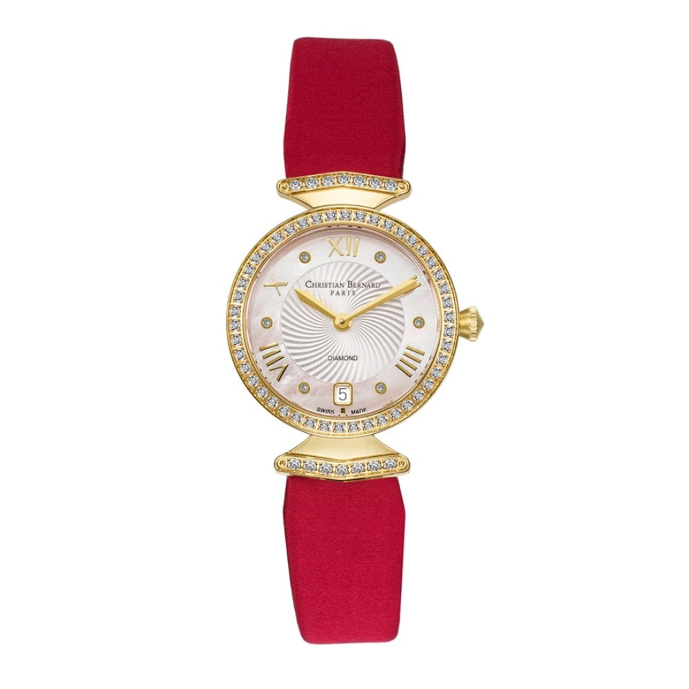 Christian Bernard Women's Quartz Watch with Pearly White Dial - CB-0065(6/D 0.03CT)+4L