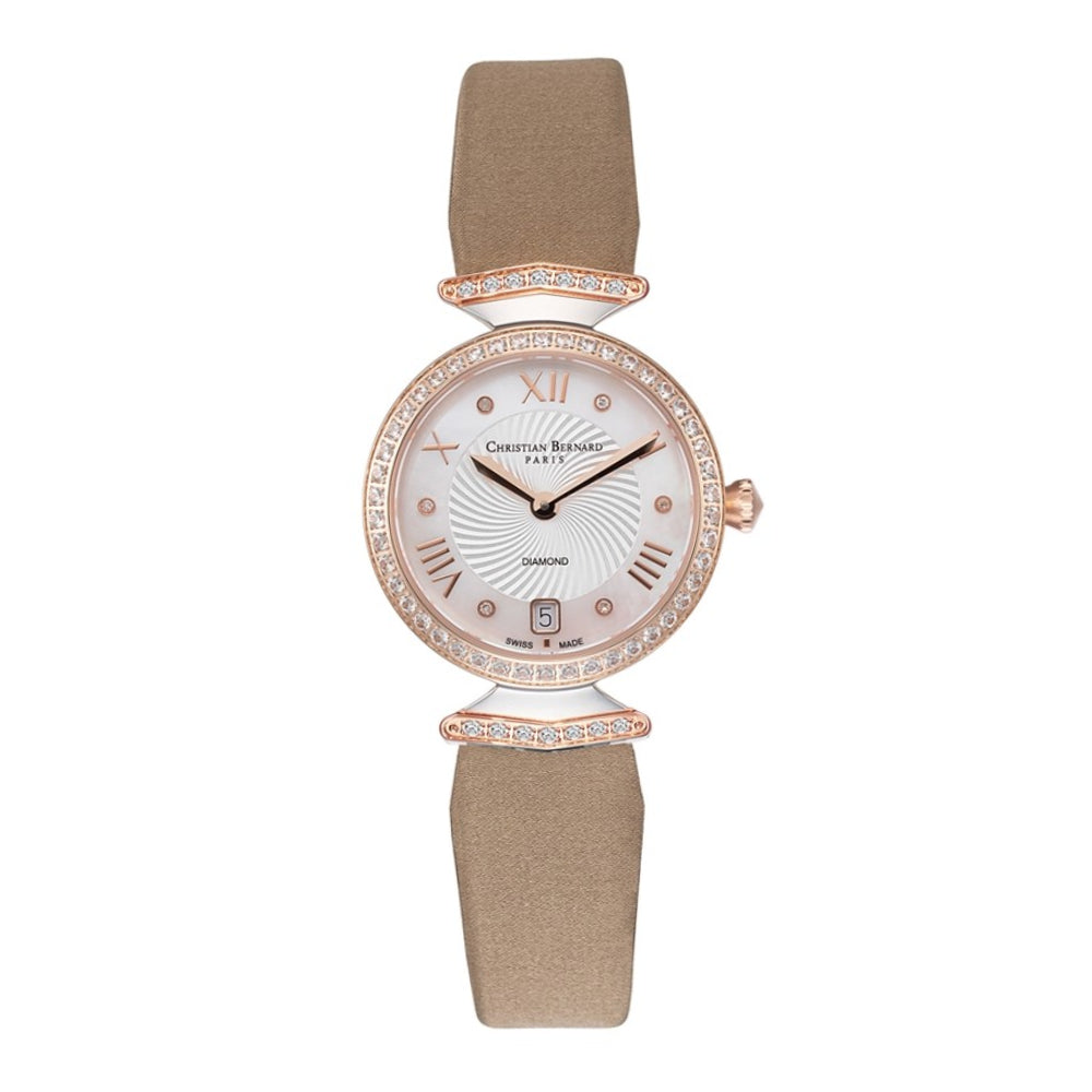 Christian Bernard Women's Quartz Watch with Pearly White Dial - CB-0067(6/D 0.03CT)+4L