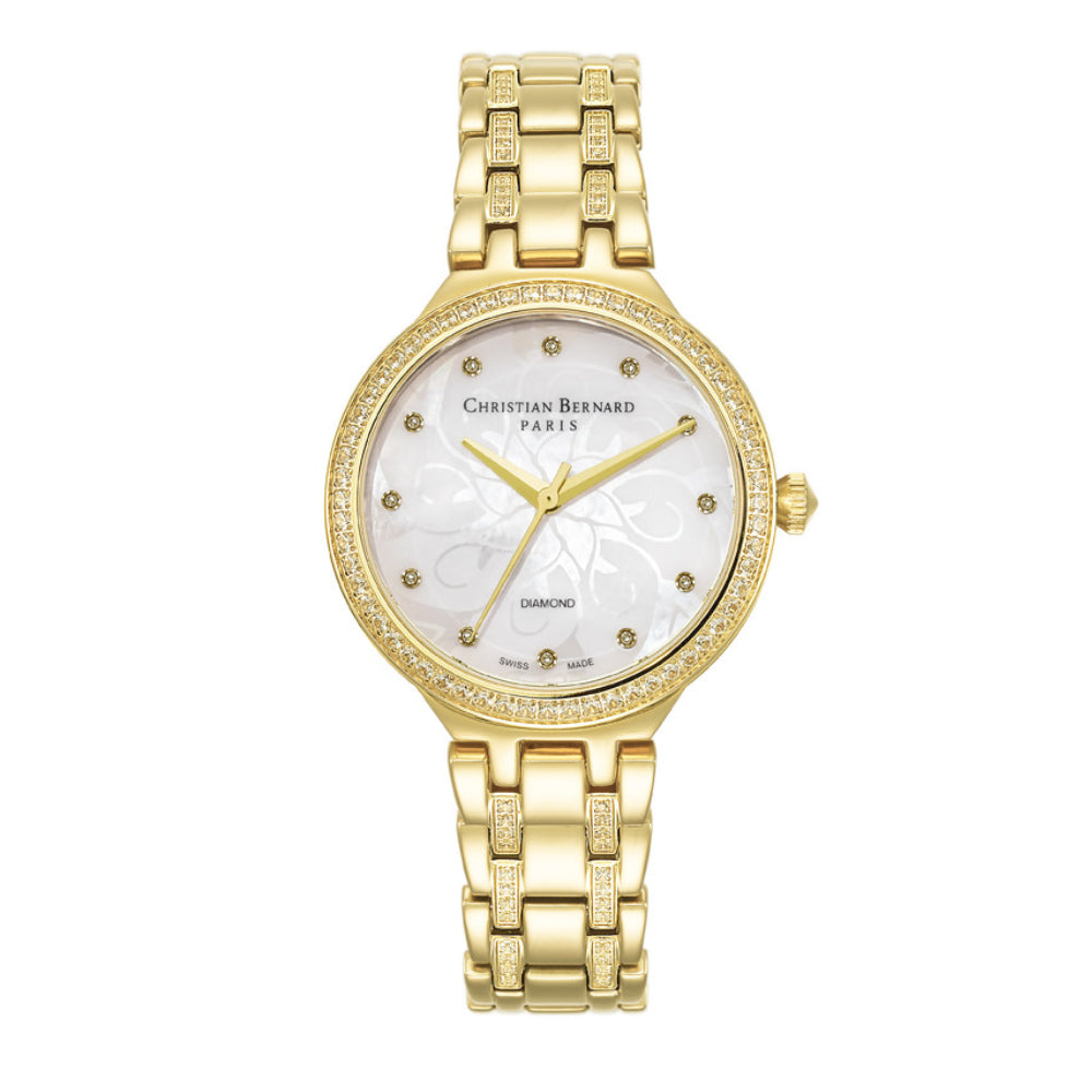 Christian Bernard Women's Quartz Watch with Pearly White Dial - CB-0094(12/D 0.06CT)