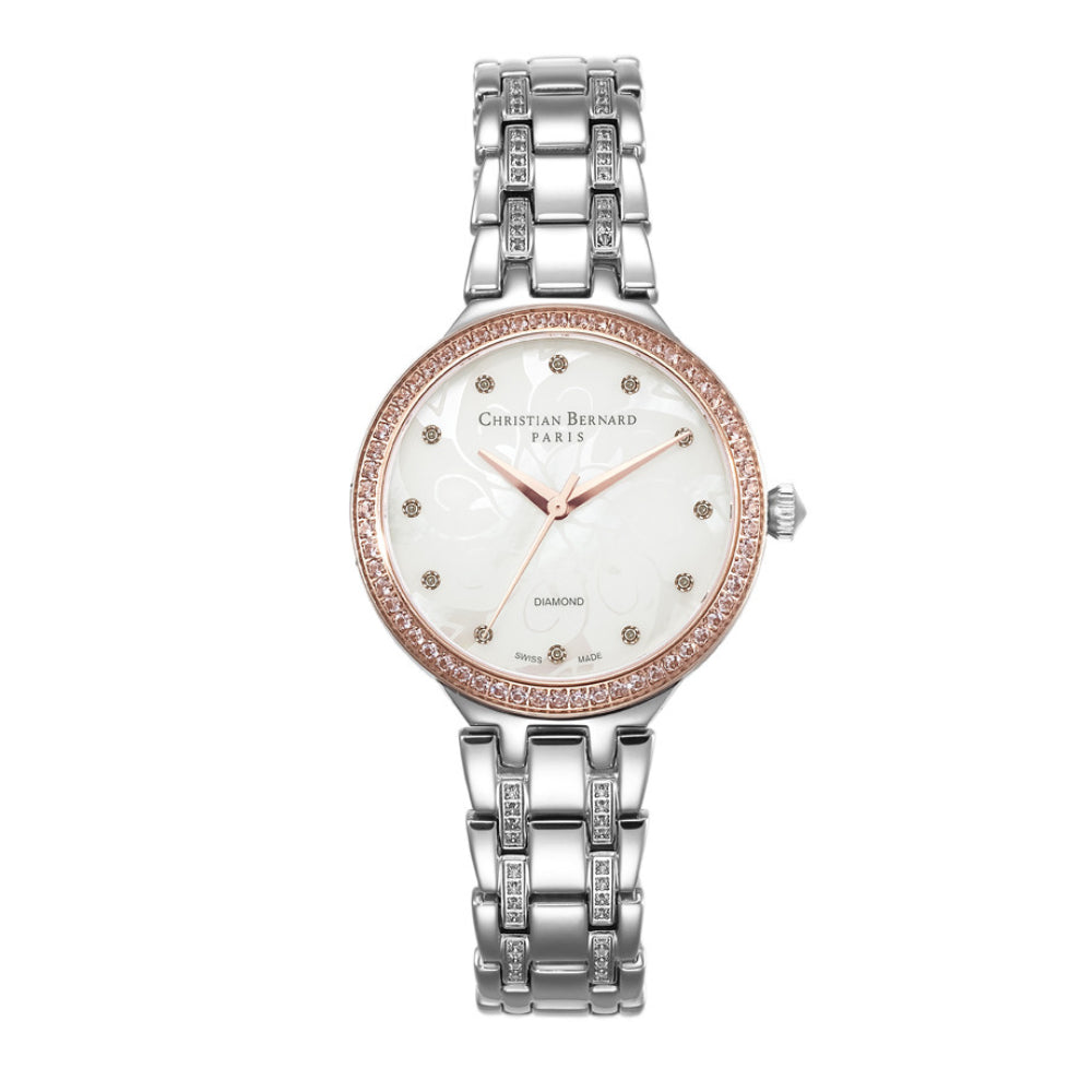 Christian Bernard Women's Quartz Watch with Pearly White Dial - CB-0095(12/D 0.06CT)