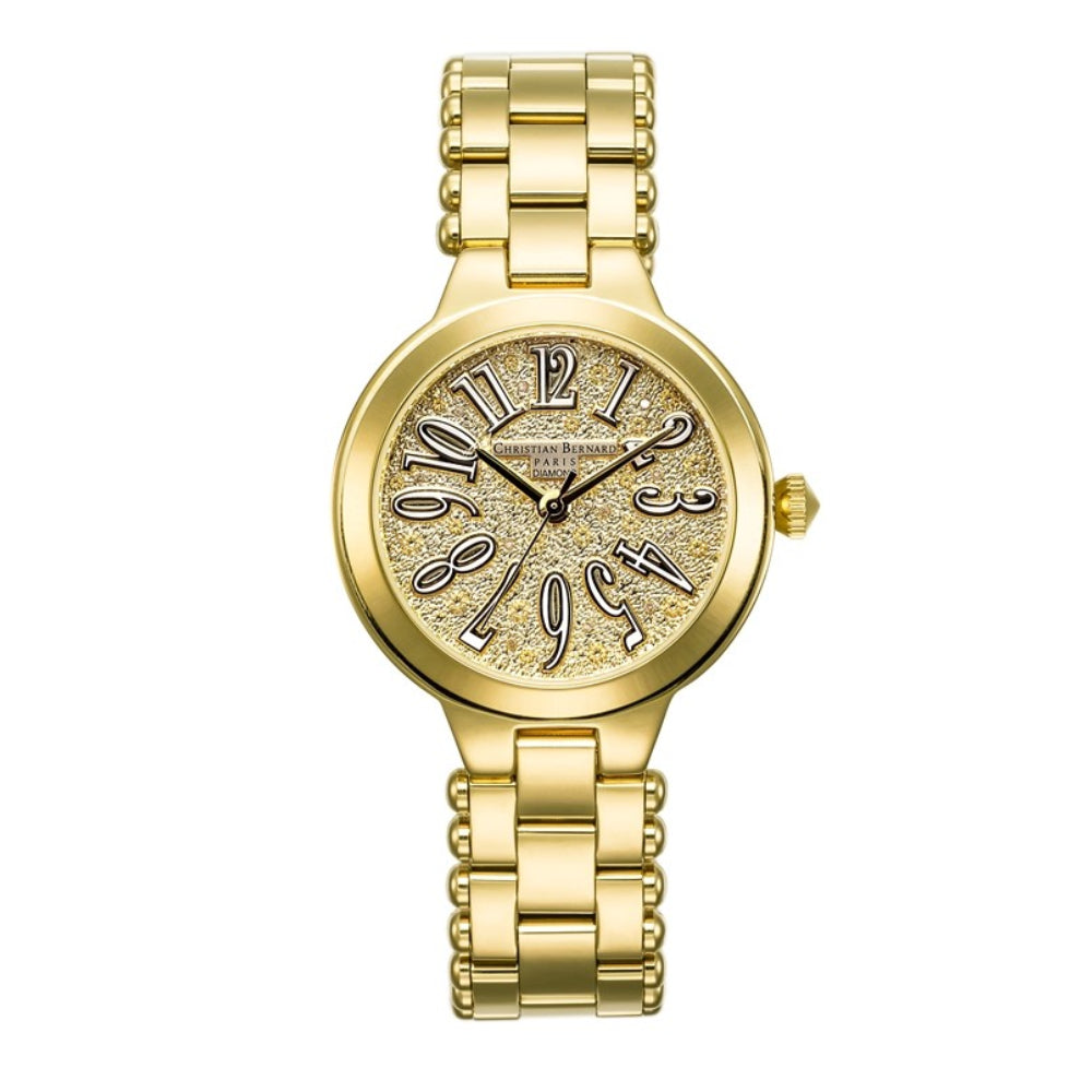 Christian Bernard Women's Quartz Watch with Gold Dial - CB-0101(11/D 0.03CT)
