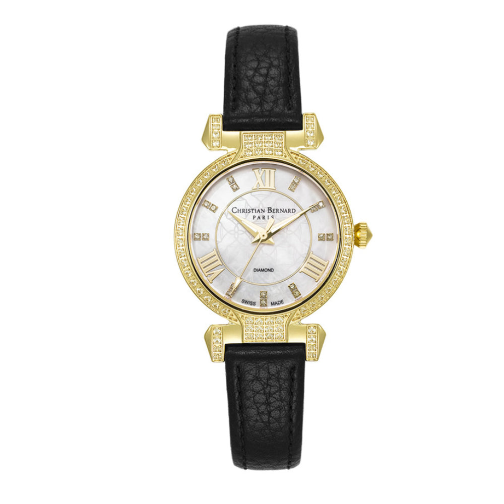Christian Bernard Women's Quartz Watch with Pearly White Dial - CB-0112(18/D 0.09CT)+3L