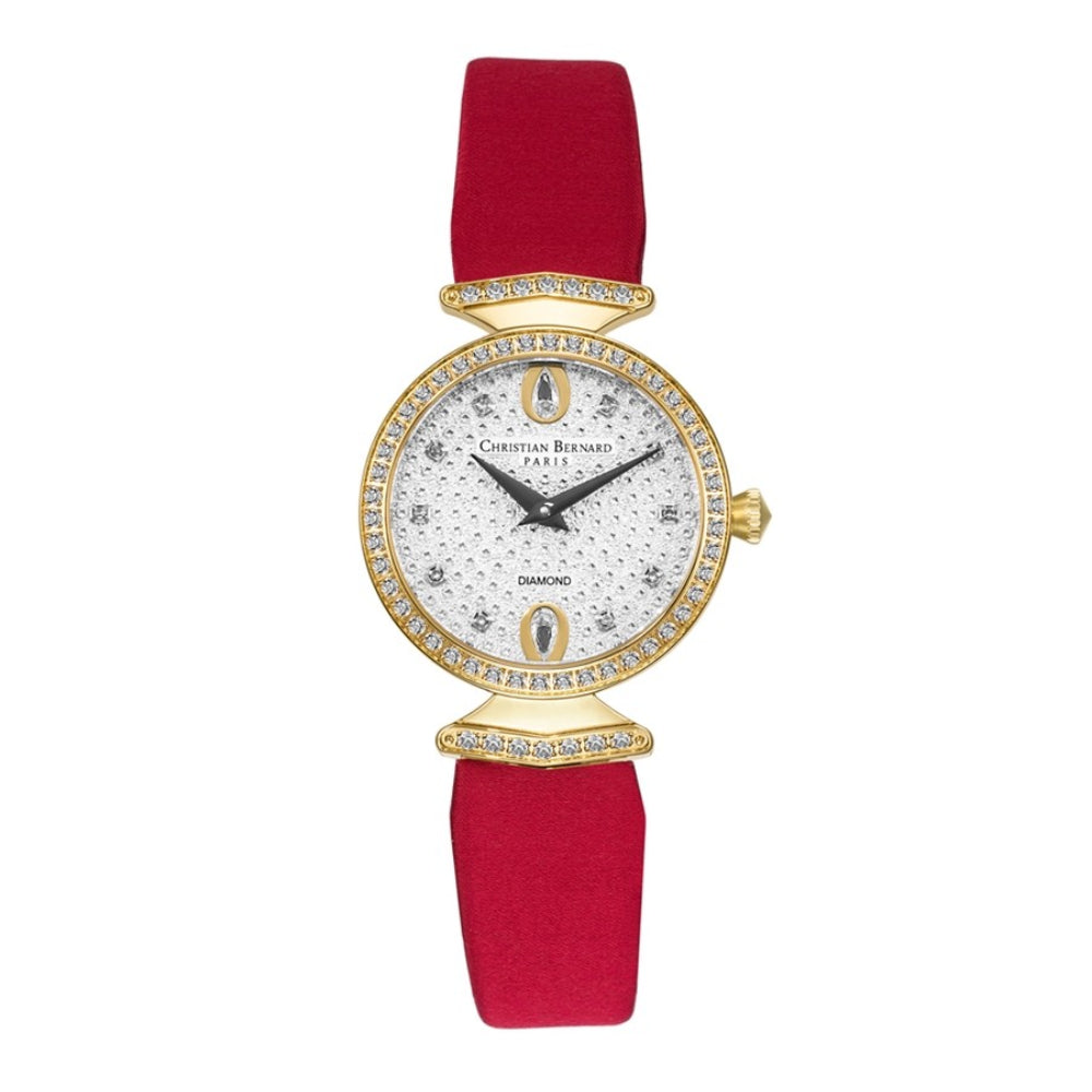 Christian Bernard Women's Quartz Watch with White Embossed Dial - CB-0133(10/D 0.05CT)+4L
