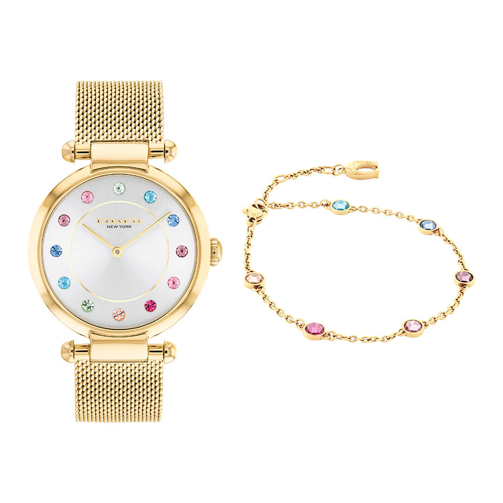 Coach Carrie Quartz Women's Silver and White Watch COH-0089+BR