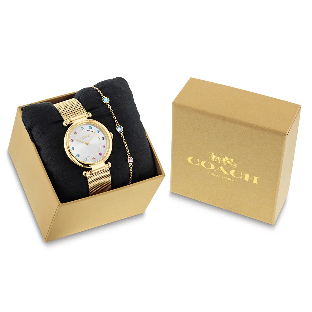 Coach Carrie Quartz Women's Silver and White Watch COH-0089+BR