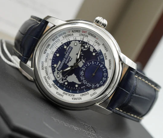 Frederique Constant Men's Automatic Watch with Blue Dial and 24 Time Zones FC-0259