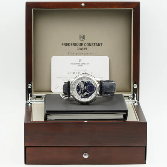 Frederique Constant Men's Automatic Watch with Blue Dial and 24 Time Zones FC-0259