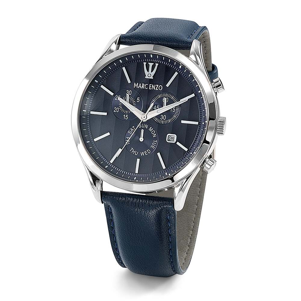 Marc Enzo men's watch with quartz movement and blue dial - MAR-0099