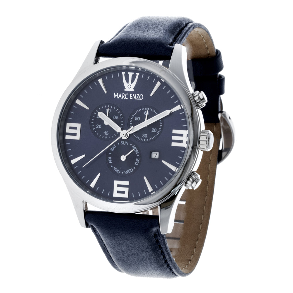 Marc Enzo Men's Watch, Quartz Movement, Blue Dial - MAR-0056