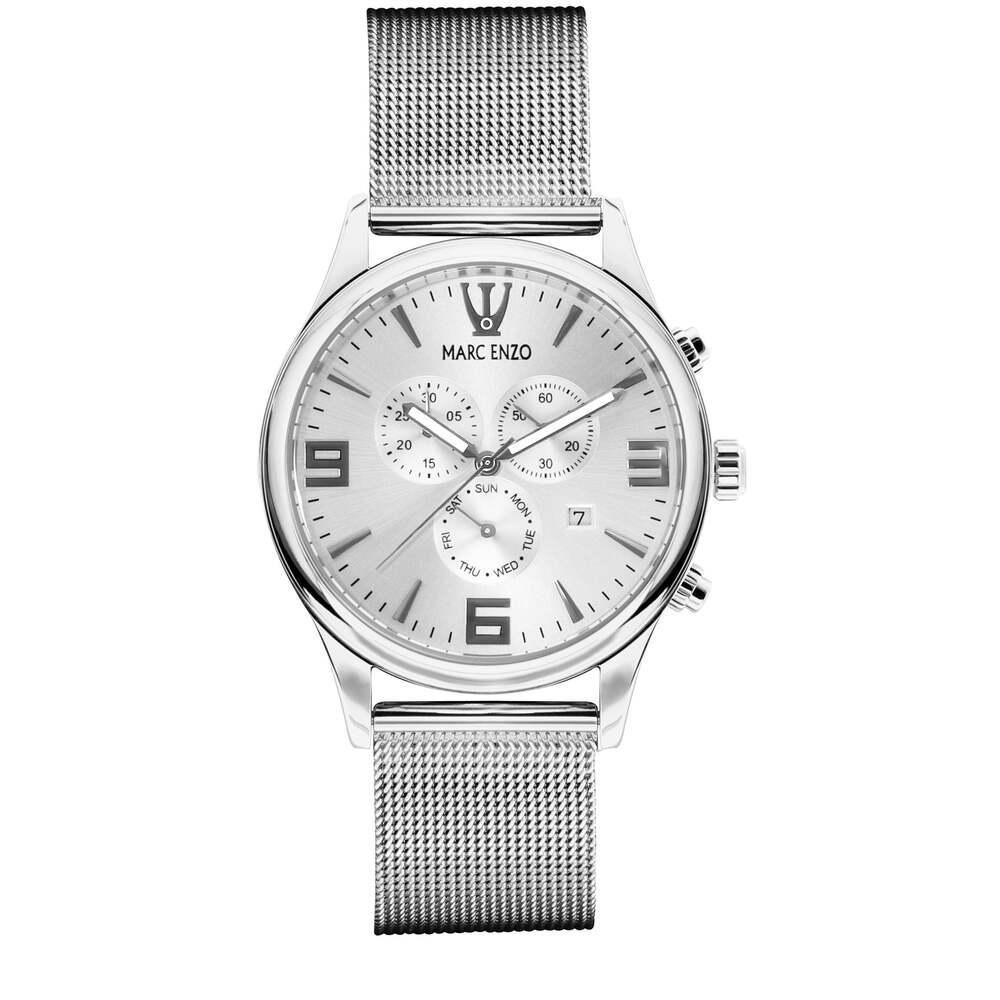 Marc Enzo men's watch with quartz movement and white dial - MAR-0053