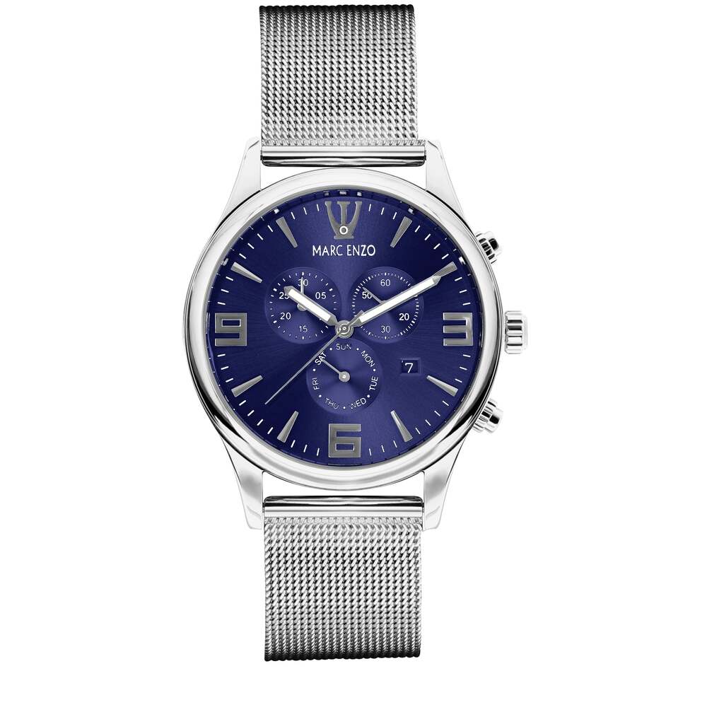 Marc Enzo Men's Watch, Quartz Movement, Blue Dial - MAR-0054