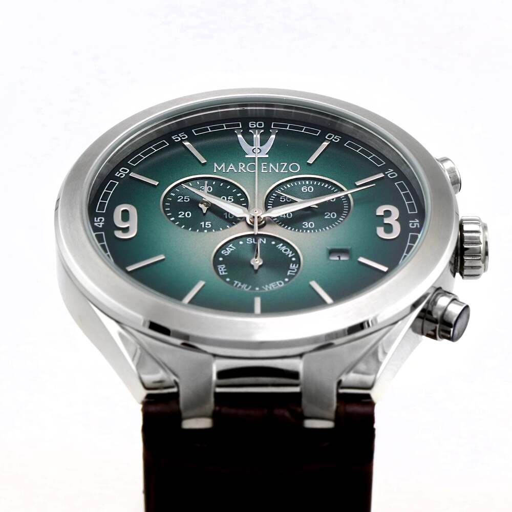 Marc Enzo men's watch with quartz movement and green dial - MAR-0092
