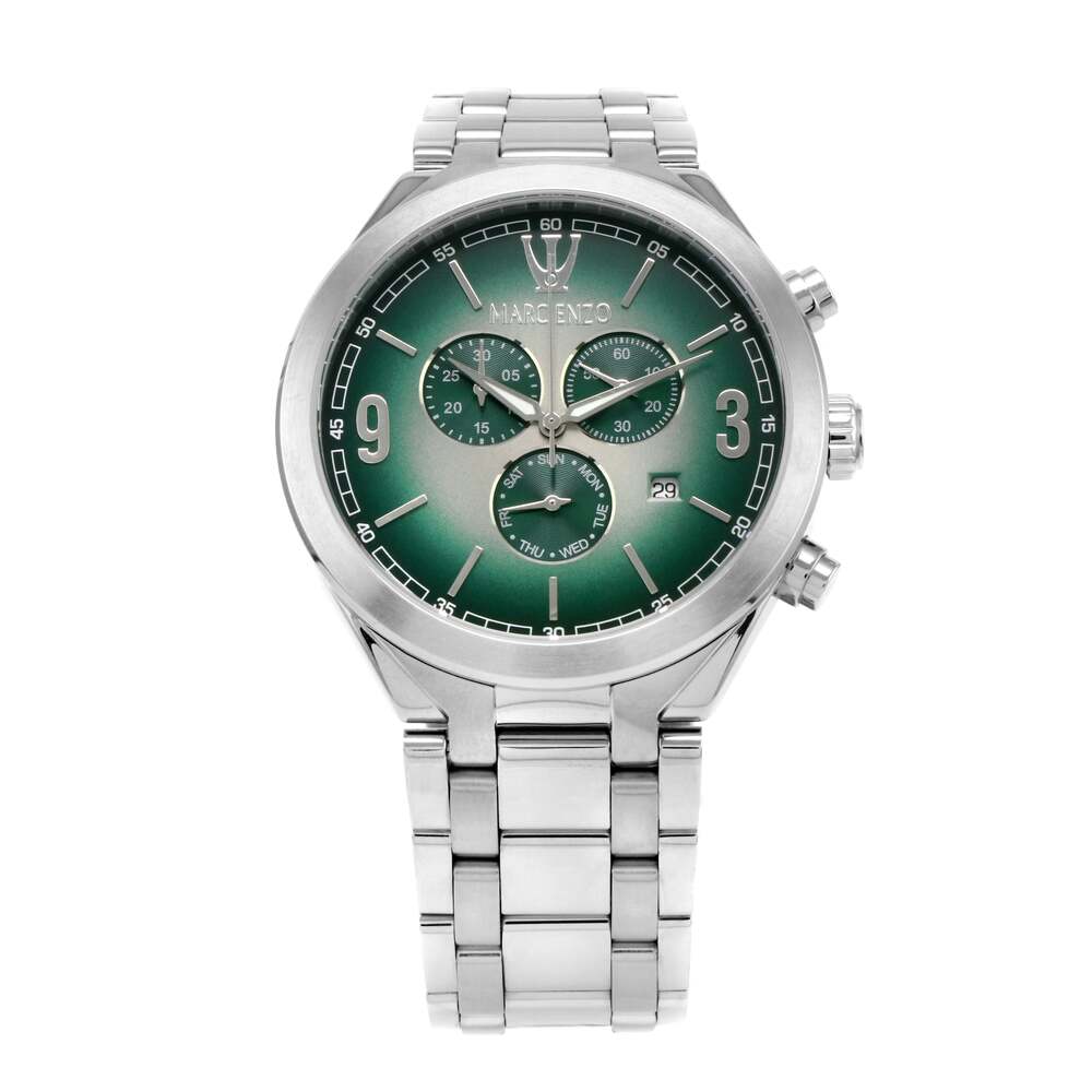 Marc Enzo men's watch with quartz movement and green dial - MAR-0057