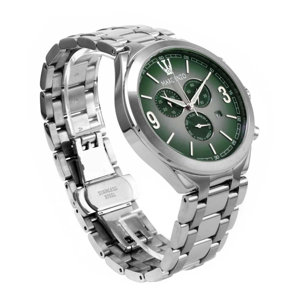 Marc Enzo men's watch with quartz movement and green dial - MAR-0057