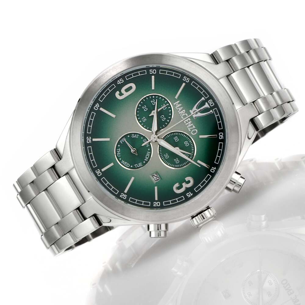 Marc Enzo men's watch with quartz movement and green dial - MAR-0057