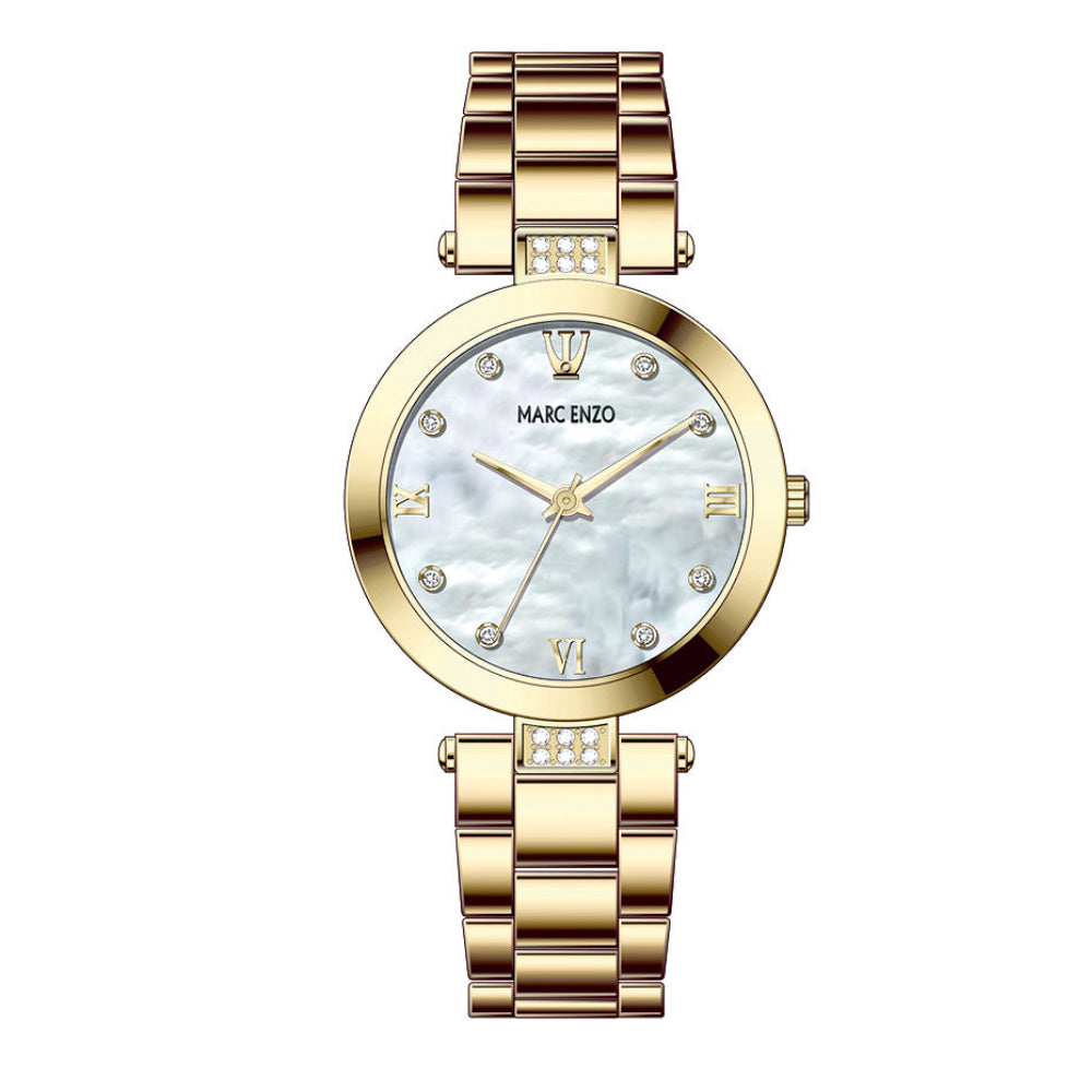 Marc Enzo Women's Quartz Watch with Pearly White Dial - MAR-0075