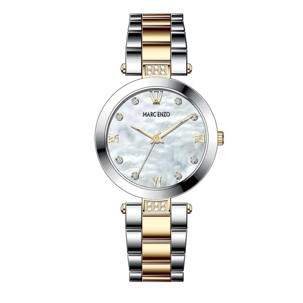 Marc Enzo Women's Quartz Watch with Pearly White Dial - MAR-0073