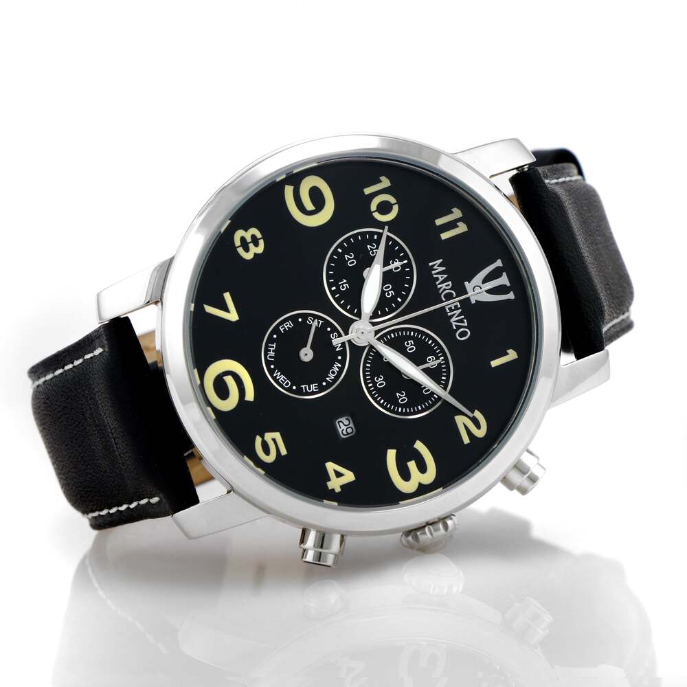Marc Enzo men's watch with quartz movement and black dial - MAR-0048