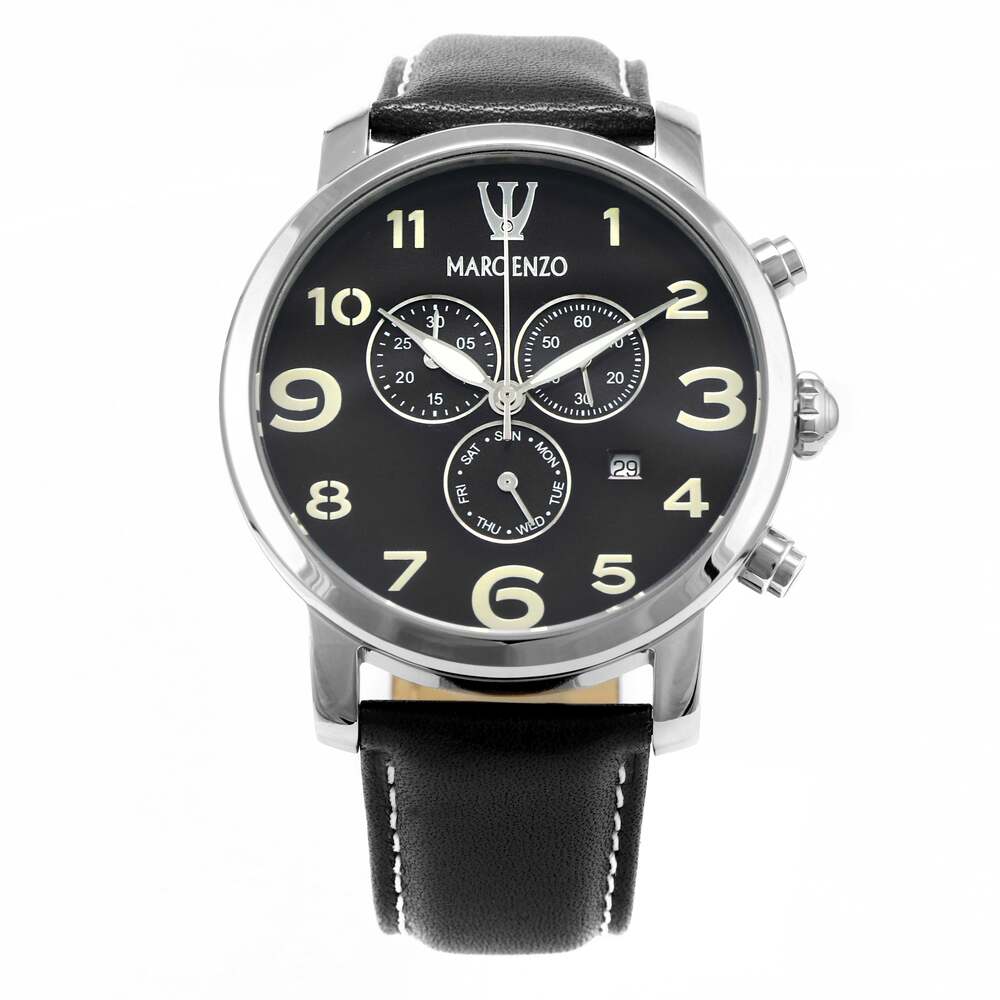 Marc Enzo men's watch with quartz movement and black dial - MAR-0048