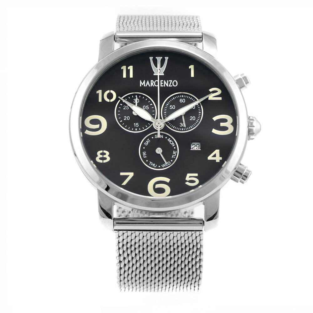 Marc Enzo men's watch with quartz movement and black dial - MAR-0044