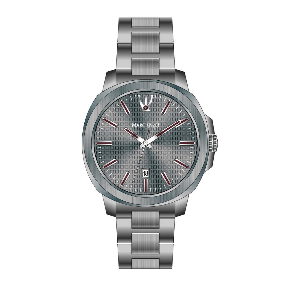 Marc Enzo men's watch with quartz movement and gray dial - MAR-0083
