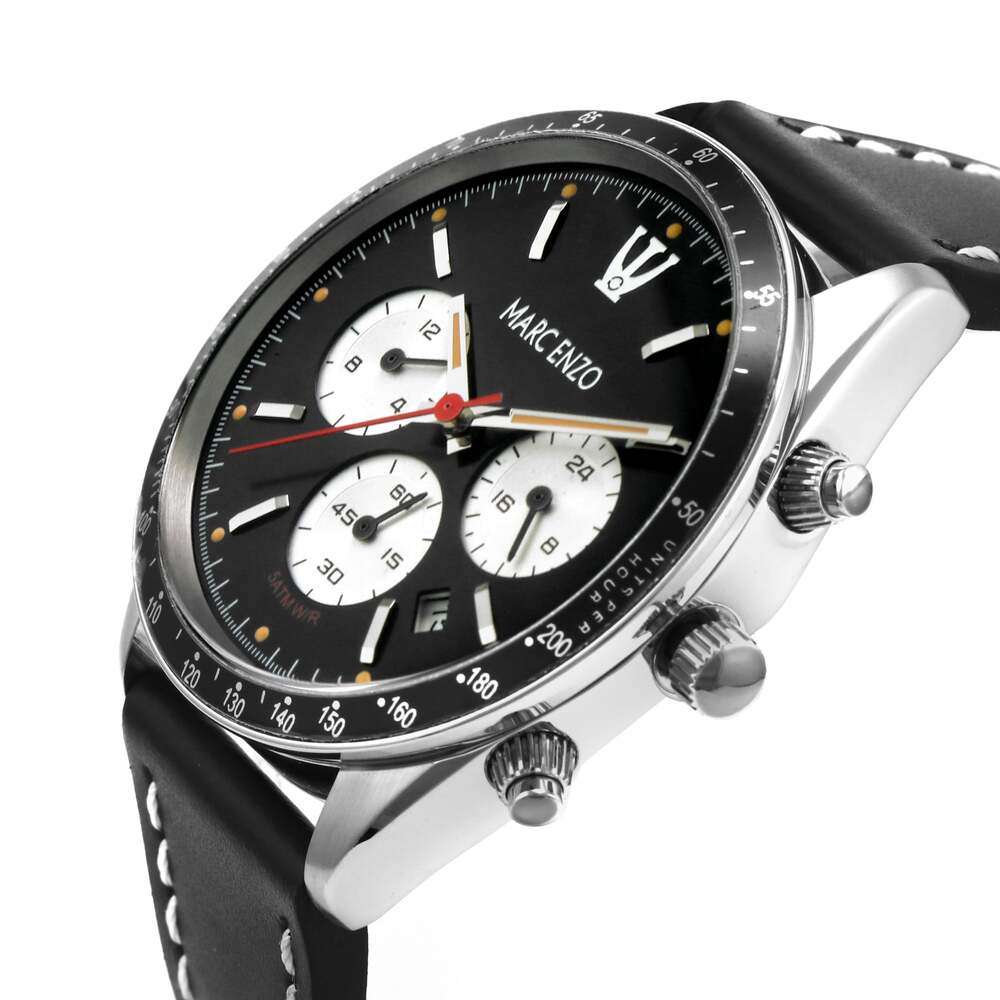 Marc Enzo men's watch with quartz movement and black dial - MAR-0026