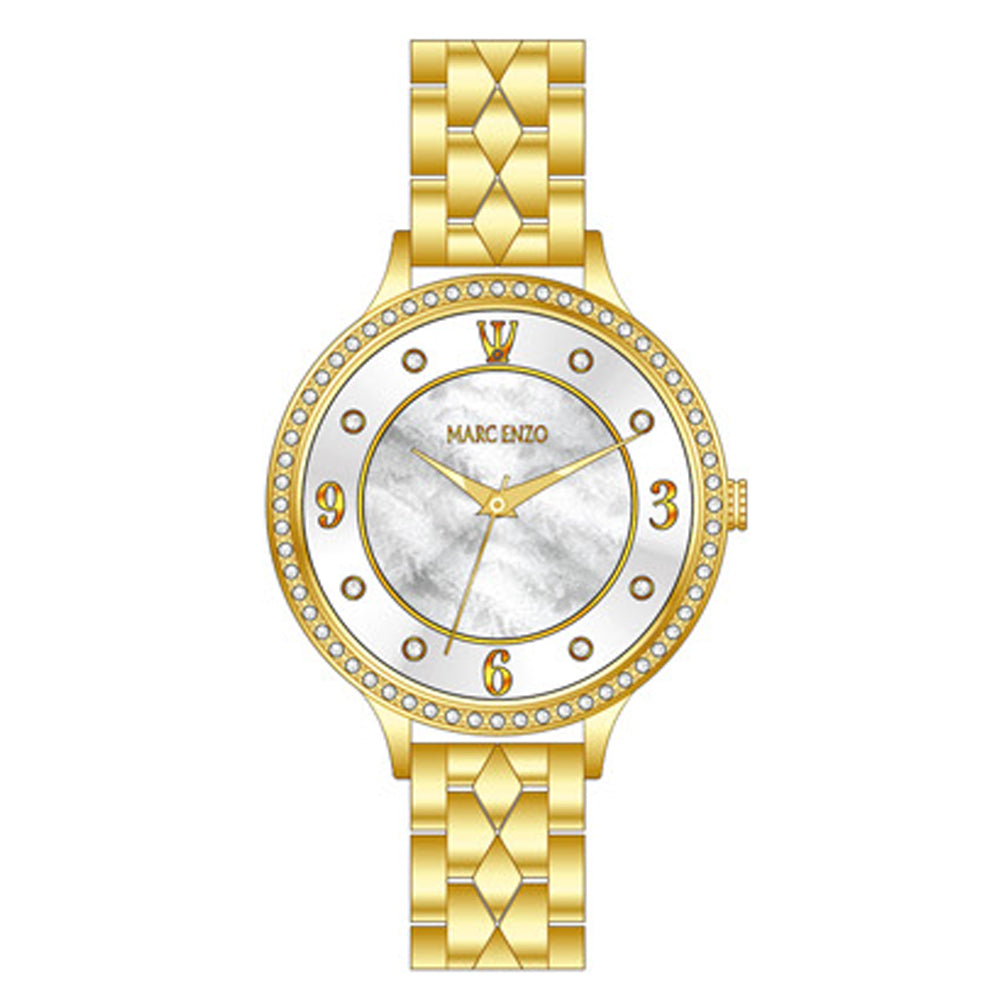 Marc Enzo Women's Quartz Watch with Pearly White Dial - MAR-0008