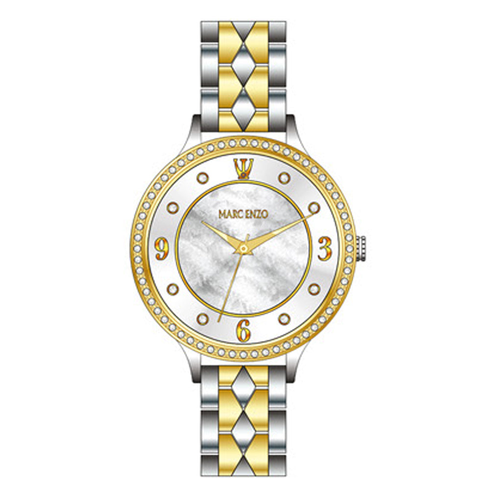 Marc Enzo Women's Quartz Watch with Pearly White Dial - MAR-0009