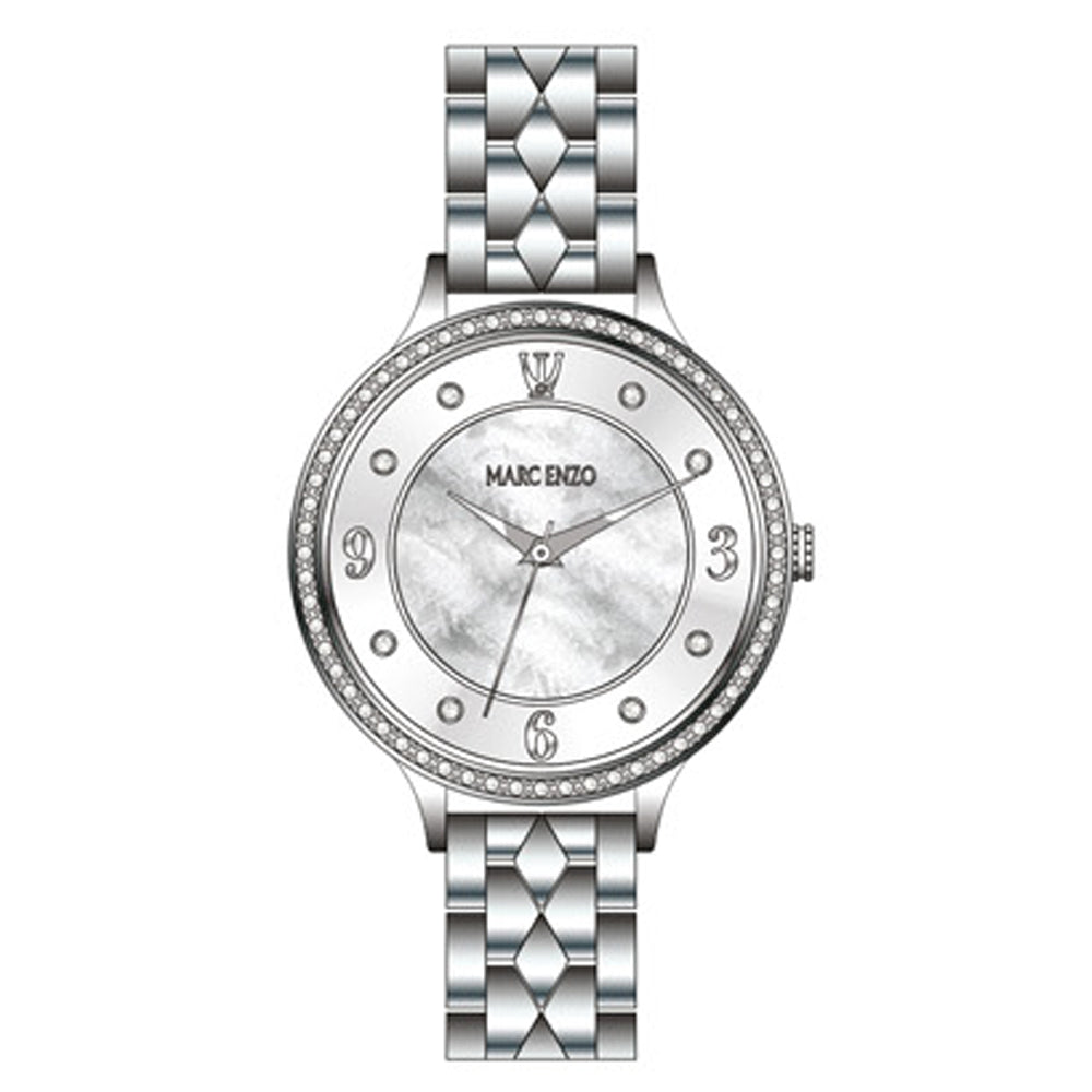 Marc Enzo Women's Quartz Watch with Pearly White Dial - MAR-0010
