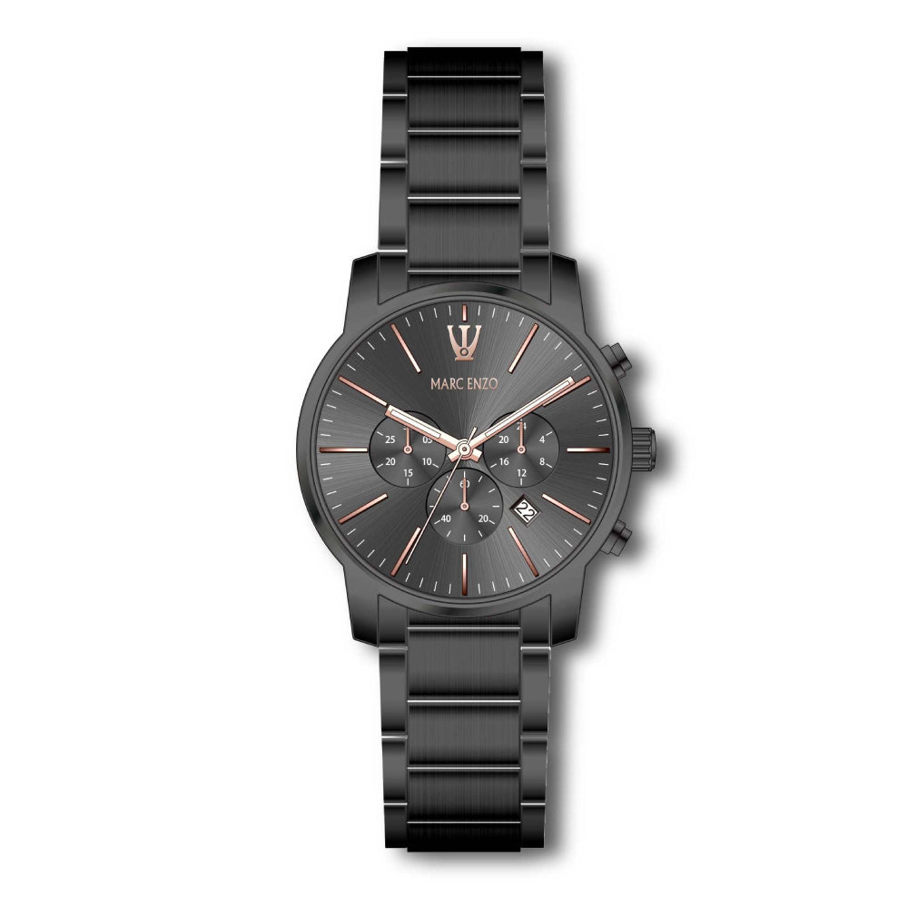 Marc Enzo men's watch with quartz movement and gray dial - MAR-0091