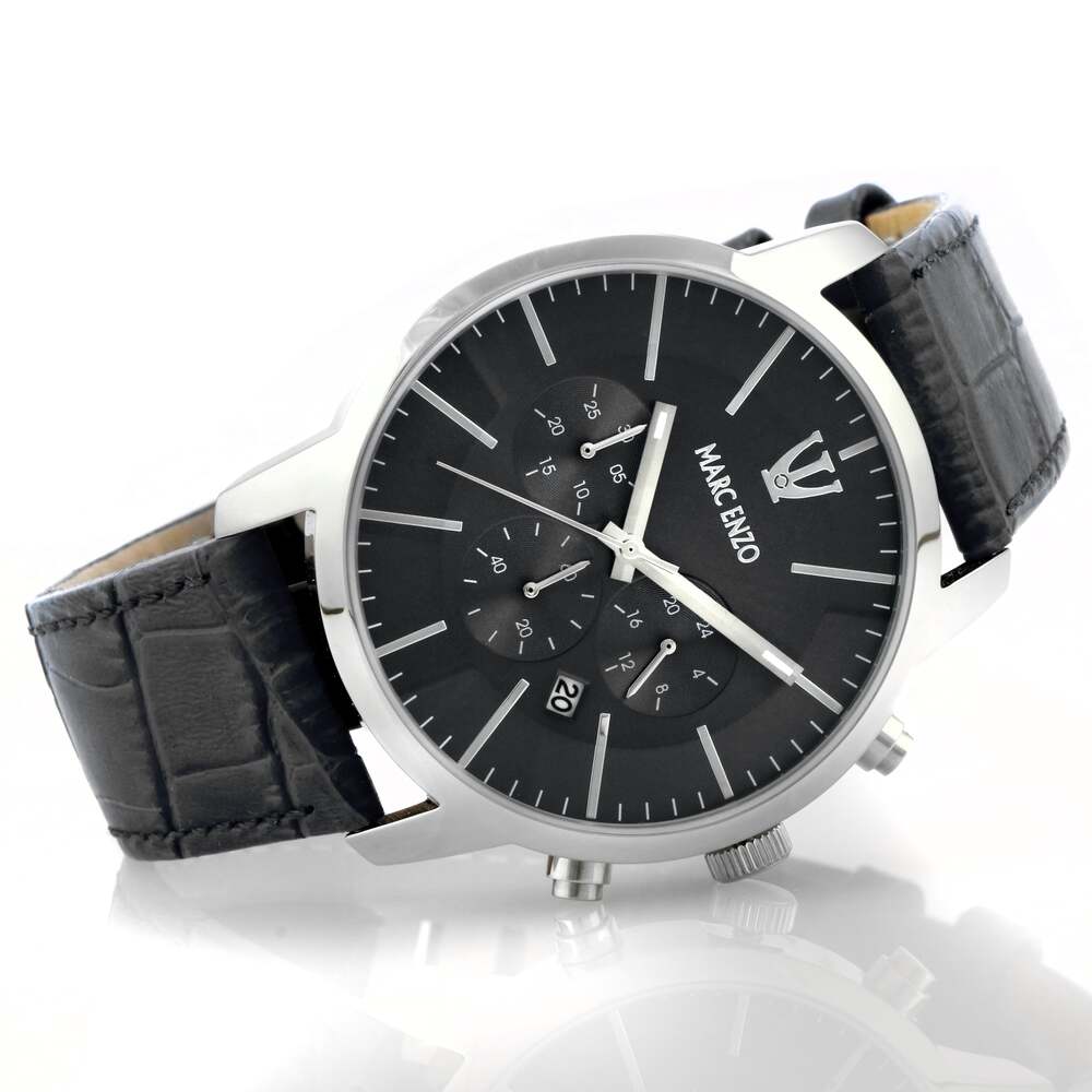 Marc Enzo men's watch with quartz movement and black dial - MAR-0041