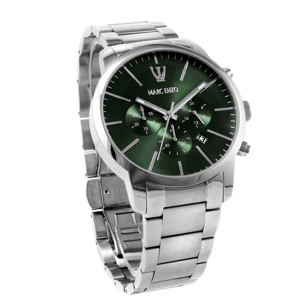 Marc Enzo men's watch with quartz movement and green dial - MAR-0035