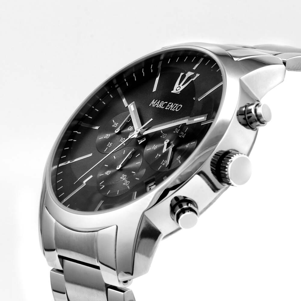 Marc Enzo men's watch with quartz movement and black dial - MAR-0034