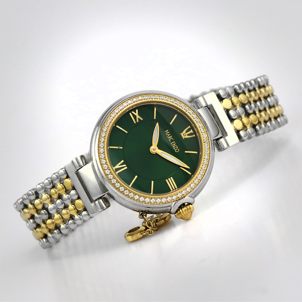 Marc Enzo women's watch with quartz movement and green dial - MAR-0002