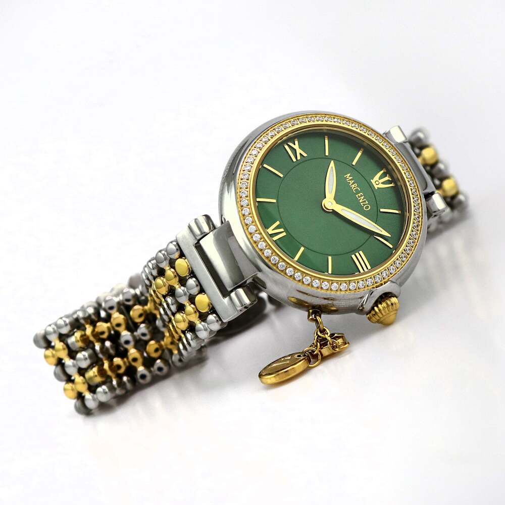 Marc Enzo women's watch with quartz movement and green dial - MAR-0002